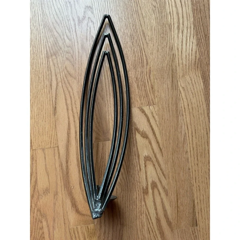 Vintage MCM Brutalist‎ 3-Tiered Arch Wall Sconce - Ribbed Metal Candle Holder